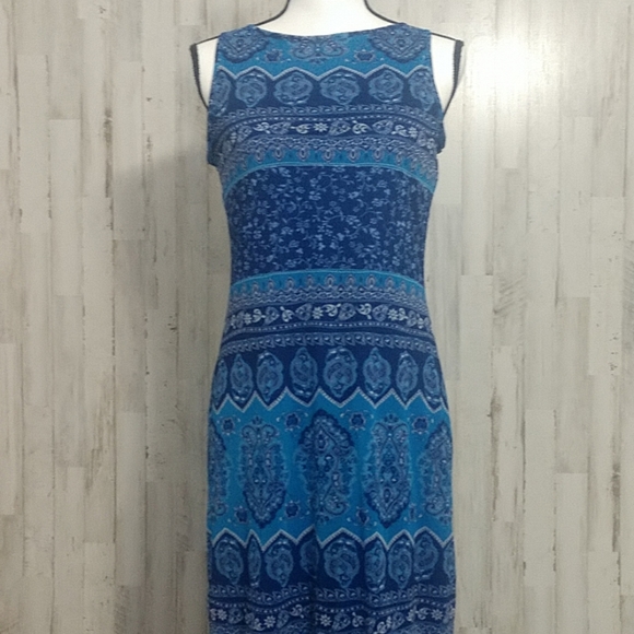 a fortiori Long Blue Sleeveless Dress - Picture 1 of 8